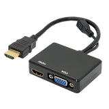 Maxbell HDMI to VGA and HDMI Female Splitter Adapter Cable Converter for HDTV PC