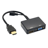 Maxbell HDMI to VGA and HDMI Female Splitter Adapter Cable Converter for HDTV PC