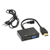 Maxbell HDMI to VGA and HDMI Female Splitter Adapter Cable Converter for HDTV PC