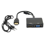 Maxbell HDMI to VGA and HDMI Female Splitter Adapter Cable Converter for HDTV PC