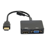 Maxbell HDMI to VGA and HDMI Female Splitter Adapter Cable Converter for HDTV PC