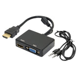 Maxbell HDMI to VGA and HDMI Female Splitter Adapter Cable Converter for HDTV PC