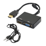 Maxbell HDMI to VGA and HDMI Female Splitter Adapter Cable Converter for HDTV PC