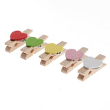 Maxbell 100pcs Heart Wooden Photo Clips Paper Peg Clothespins for Gifts Baby Showers