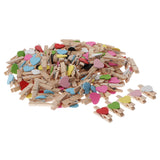 Maxbell 100pcs Heart Wooden Photo Clips Paper Peg Clothespins for Gifts Baby Showers