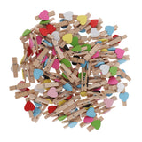 Maxbell 100pcs Heart Wooden Photo Clips Paper Peg Clothespins for Gifts Baby Showers