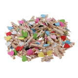 Maxbell 100pcs Heart Wooden Photo Clips Paper Peg Clothespins for Gifts Baby Showers