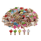Maxbell 100pcs Heart Wooden Photo Clips Paper Peg Clothespins for Gifts Baby Showers