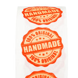 Maxbell 500pcs Orange Kraft Paper Hand made with love Adhesive Label seals Sticker