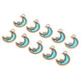 Maxbell 10pcs star moon golden frame charms for jewelry making DIY crafts  Blue