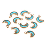 Maxbell 10pcs star moon golden frame charms for jewelry making DIY crafts  Blue