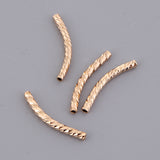 Maxbell 4Pcs Copper Noodle Tube Beads Curved Jewelry Findings Craft Golden 2×20mm