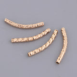 Maxbell 4Pcs Copper Noodle Tube Beads Curved Jewelry Findings Craft Golden 2×20mm