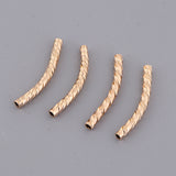 Maxbell 4Pcs Copper Noodle Tube Beads Curved Jewelry Findings Craft Golden 2×20mm