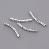 Maxbell 4Pcs Copper Noodle Tube Beads Curved Jewelry Findings Craft Platinum 2×20mm