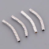 Maxbell 4Pcs Copper Noodle Tube Beads Curved Jewelry Findings Craft Platinum 2×20mm