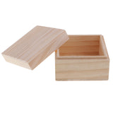 Maxbell Unfinished Unpainted Wooden Storage Box Case with Lid for Jewelry 12x12x8cm