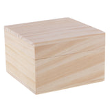 Maxbell Unfinished Unpainted Wooden Storage Box Case with Lid for Jewelry 12x12x8cm