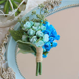 Maxbell Paper Rose Boutonniere Corsage Brooch Bridal Groom Wedding Flower Light Blue