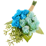 Maxbell Paper Rose Boutonniere Corsage Brooch Bridal Groom Wedding Flower Light Blue