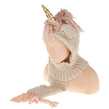 Maxbell Crochet Unicorn Winter Hat with Scarf Pocket Knitting Beanie 2-6 Year Kids