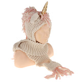 Maxbell Crochet Unicorn Winter Hat with Scarf Pocket Knitting Beanie 2-6 Year Kids