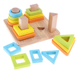 Maxbell Baby Toddler Wooden Color Shape Sort Toy Stacking Early Development Toys