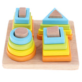 Maxbell Baby Toddler Wooden Color Shape Sort Toy Stacking Early Development Toys