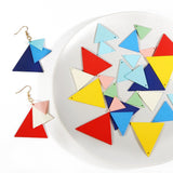 Maxbell 10x Wood Triangle Charms DIY Jewelry Dangle Eardrop Pendants Pink 19mm