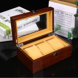 Maxbell 3 Grids Wooden Watch Display Case Jewelry Collection Storage Holder Boxes