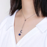 Maxbell Cute Moon Pendant 925 Silver Chain Necklace Elegant Lady Fashion Jewelry