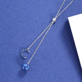 Maxbell Cute Moon Pendant 925 Silver Chain Necklace Elegant Lady Fashion Jewelry