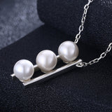 Maxbell 925 Silver Women Pearls Necklace Pendant Simple Lady Choker Charm Jewelry