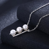 Maxbell 925 Silver Women Pearls Necklace Pendant Simple Lady Choker Charm Jewelry