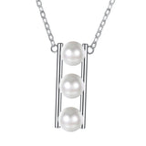 Maxbell 925 Silver Women Pearls Necklace Pendant Simple Lady Choker Charm Jewelry