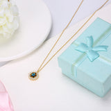 Maxbell Fashion Women Crystal Blue Pendant Lady Necklace Girl Jewelry blue golden