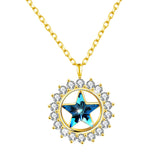 Maxbell Fashion Women Crystal Blue Pendant Lady Necklace Girl Jewelry blue golden