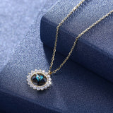 Maxbell Fashion Women Crystal Blue Pendant Lady Necklace Girl Jewelry blue golden