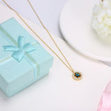 Maxbell Fashion Women Crystal Blue Pendant Lady Necklace Girl Jewelry blue golden