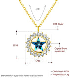 Maxbell Fashion Women Crystal Blue Pendant Lady Necklace Girl Jewelry blue golden