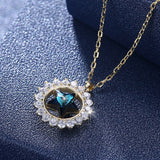 Maxbell Fashion Women Crystal Blue Pendant Lady Necklace Girl Jewelry blue golden