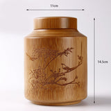 Maxbell Bamboo Tea Storage Box Canister Bottle Case Holder Home Container with Lid