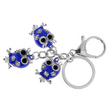 Maxbell Alloy Crystal Cute Three Owl Pendant Car Handbag Key Chain Decoration Blue