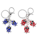 Maxbell Alloy Crystal Cute Three Owl Pendant Car Handbag Key Chain Decoration Blue