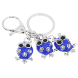 Maxbell Alloy Crystal Cute Three Owl Pendant Car Handbag Key Chain Decoration Blue