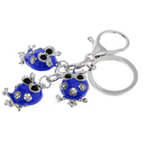 Maxbell Alloy Crystal Cute Three Owl Pendant Car Handbag Key Chain Decoration Blue