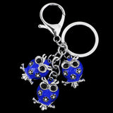 Maxbell Alloy Crystal Cute Three Owl Pendant Car Handbag Key Chain Decoration Blue