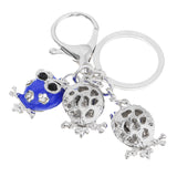 Maxbell Alloy Crystal Cute Three Owl Pendant Car Handbag Key Chain Decoration Blue