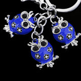 Maxbell Alloy Crystal Cute Three Owl Pendant Car Handbag Key Chain Decoration Blue