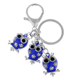 Maxbell Alloy Crystal Cute Three Owl Pendant Car Handbag Key Chain Decoration Blue